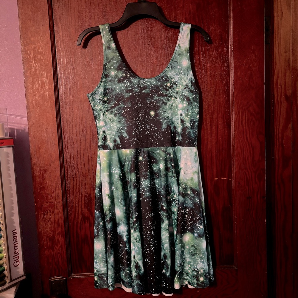 Blackmilk Emerald Galaxy Skater Dress Size L